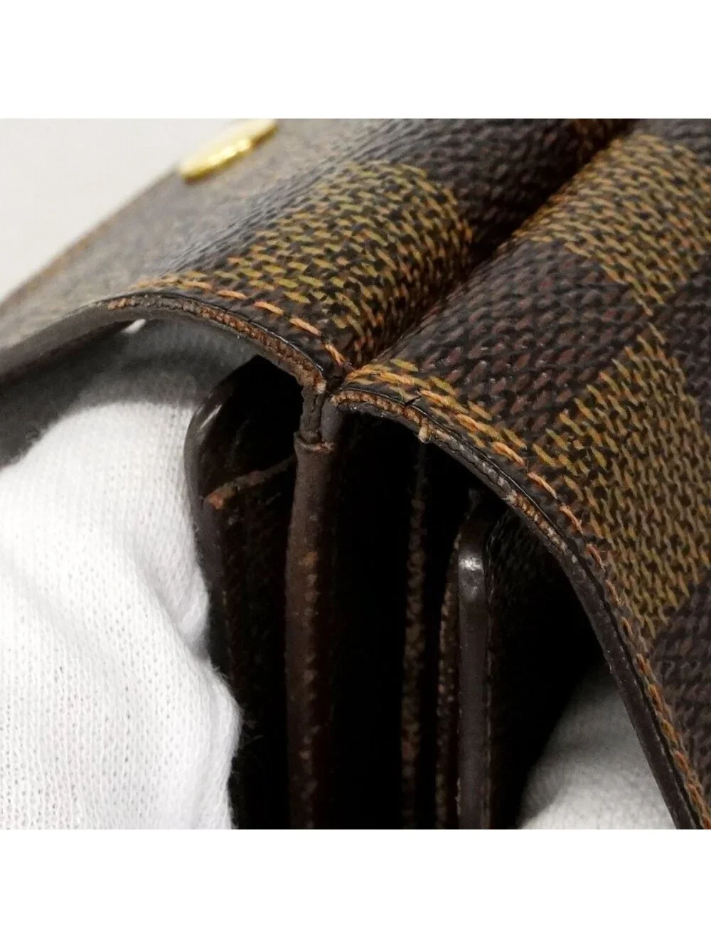 Louis Vuitton Trifold Wallet Damier Porte Monebier Carte Cles Ebene